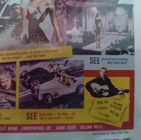 VINTAGE "Beat Girl Stripper" Kodak Slide Sexy Movie Poster - Picture 4 of 8